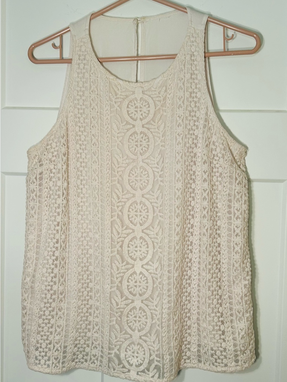 Source Unknown Cream Lace Camisole Tank Top